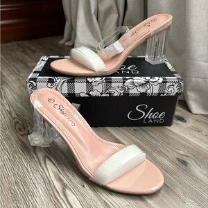 NWT transparent strappy heels